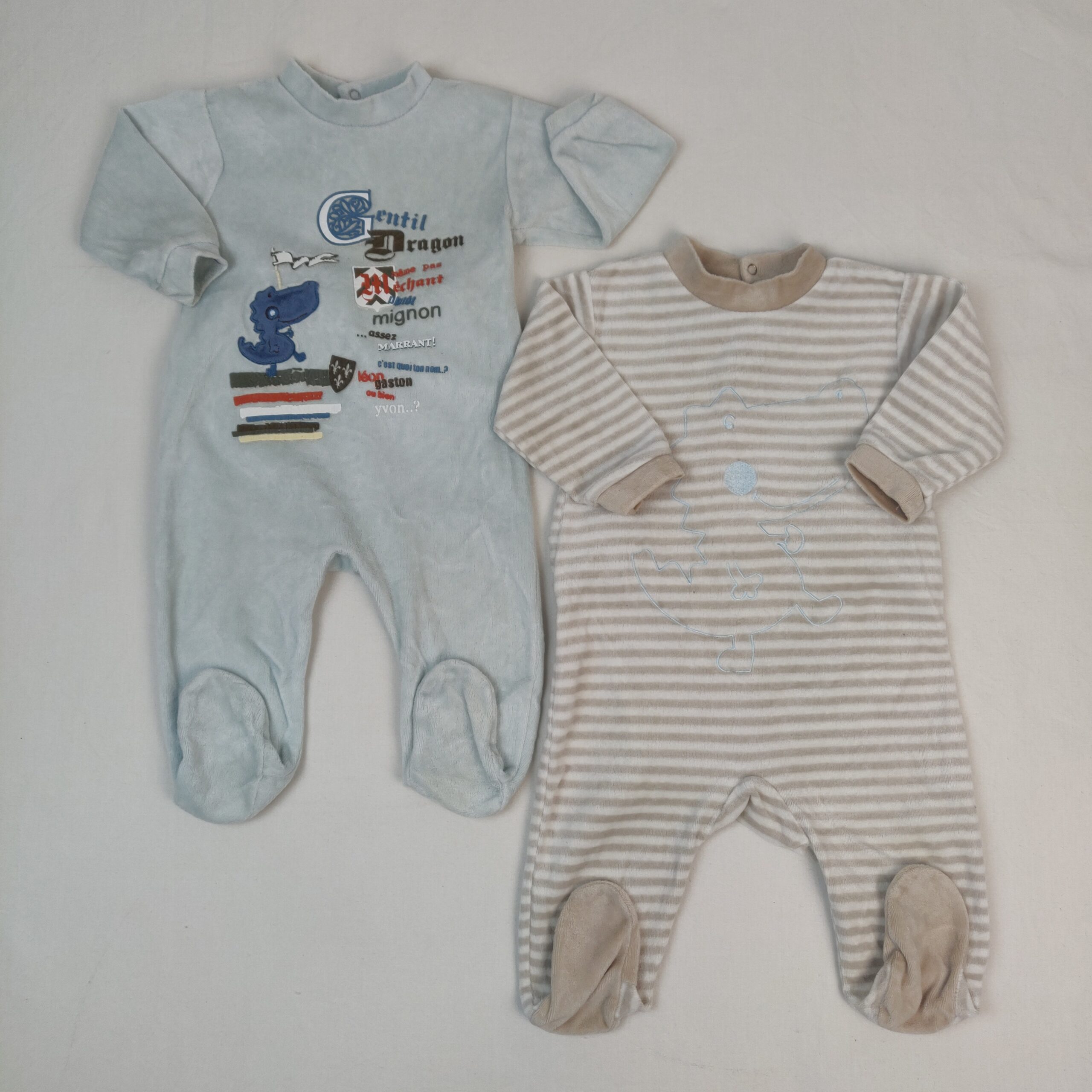 2 pyjamas 1 pièce - Sans marque - 9M